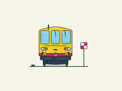 Yellow Train 2d flat illustration minimal rail train travel yellow