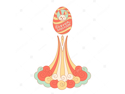 Rocket eggg bunny easter egg hare jet launch missile rabbit retro start take off vintage