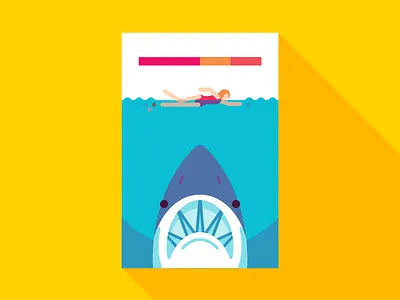Jaws animal blue fan art geometric people shark vector yellow