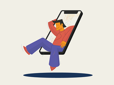 iPhoneX Comfort Zone character comfort cool icon illustration iphonex man phone smile tech vector zone