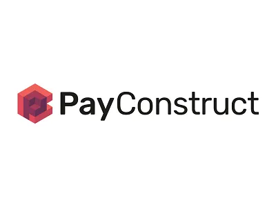 Pay Construct - Logo 3d branding cube identity lettering logo logotype money orange pay red typography