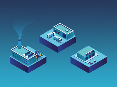 BLU blockchain blue fabric illustrator isometric retail smoke