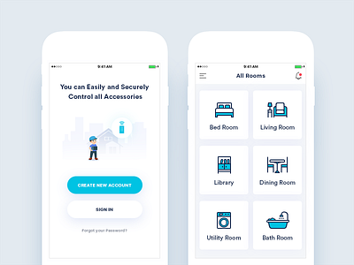 Smart Home App app clean control easy home ios rooms signin smart temperature ui