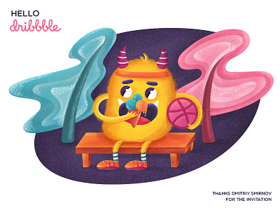 Hello, Dribbble! hello ice cream monster sport tree