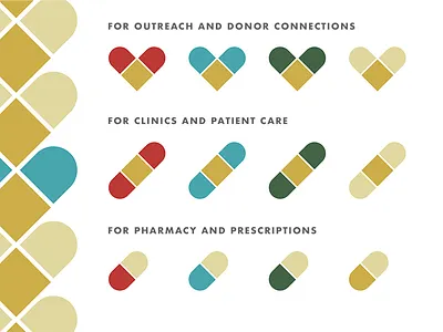 Heart Medica – Areas of Use band aid blue brand gold green heart icons medical pill red