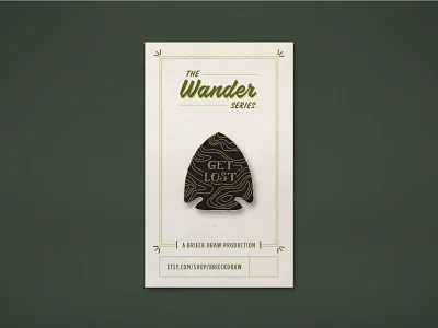 Get Lost Pin arrowhead enamel pin explore get lost green map outdoors pin topographic wander wearables wild