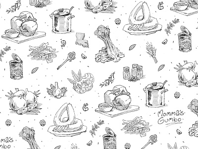 Momma's Gumbo food pattern print repeat pattern