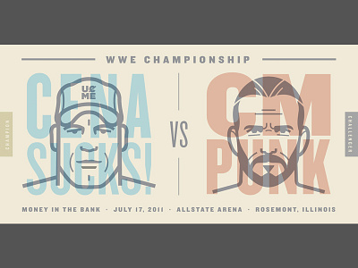 Cena vs. Punk face flat design illustration portrait typography vector wrestling wwe