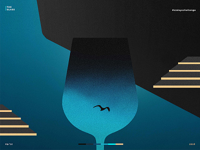 The Glass architecture bird blue flat glass gradient grain minimal noise shape stairs wine