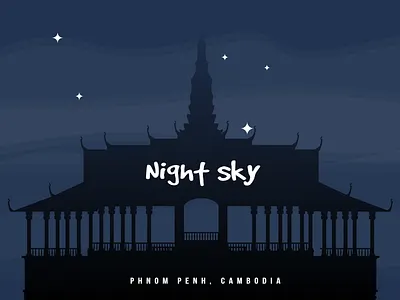 Night Sky Royal Palce 2d design flat design moon night night sky phnom penh royal palace sky