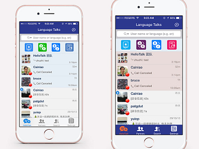 UI/UX for HelloTalk App android app design device flat interface ios languages learning ui ux
