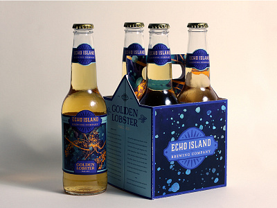 Echo Island - Golden Lobster Bottles advertising art direction beer bottles branding design direction illustration labels package