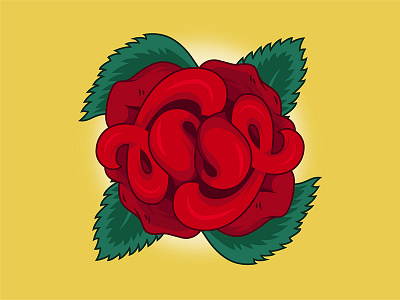Rose ambigram flower illustration lettering rose