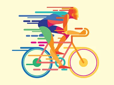 Cyclist bicycle bicyclist color movement sports vector