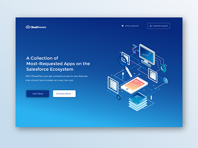 Cloud Answers illustration gradient icons illustration isometric landing modern ui user ux web