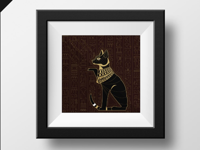 4nimal illustration animal black cat egypt illustration yellow hieroglyphics