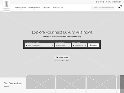 Travel Destination Wireframe destination hotel search travel ui ux