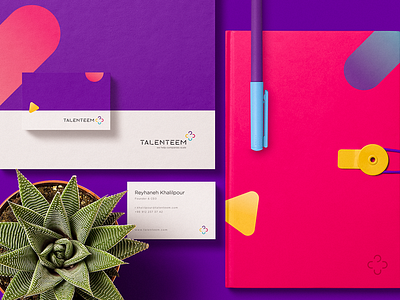 Talenteem Stationary a4 brand business card circle colorful notebook pen pink plant purple stationary