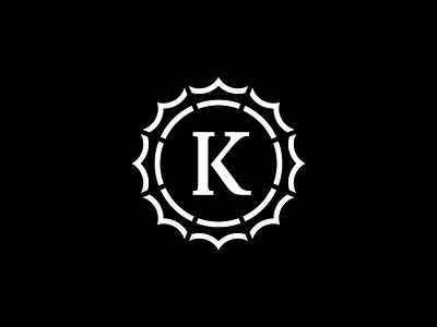 Kingdom Coffee badge brand coffee crown gear icon identity k logo