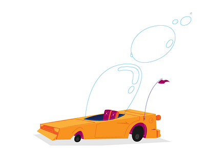 Booble car booble car crazy car flat illustration orange