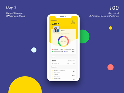 Budget manager app bank budgetmanager card ios ui