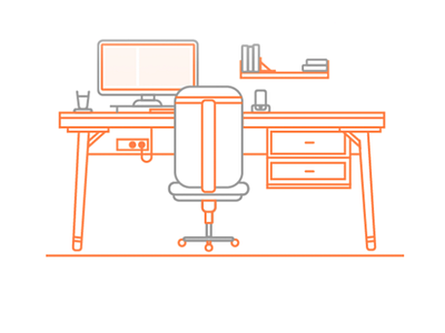 Desk Monoline Illustration computer desk desktop monoline office