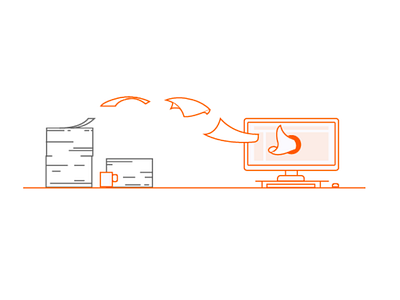 Illustration for onboarding platform computer monoline paper