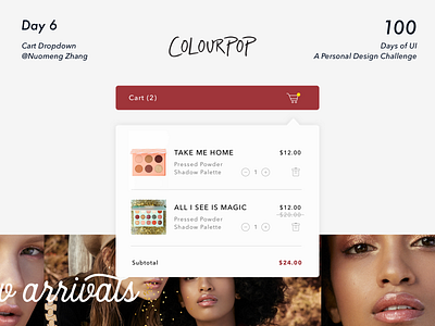 Cart dropdown dropdown makeup ui web website