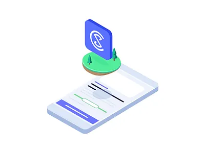 MySkillCamp Illustration app icon island phone screen smartphone three ui vecto