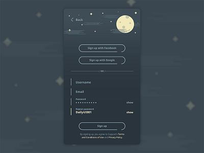 Sign Up Nº 001 001 app daily ui illustration sign up ui