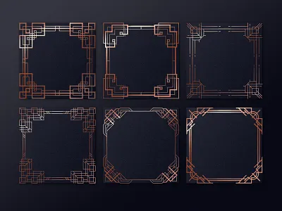 Art Deco Frames Set art deco geometric geometry gold invitation ornament pattern sacred set vector vintage wedding