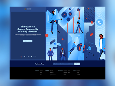 Crypto Community Landing Page app design bitcoin character design crypto crypto currency illustration interaction design landing page layout typography uiux web design