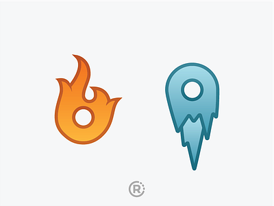 Fire and Ice cold elemental elements fire golden ratio hot ice icons vector