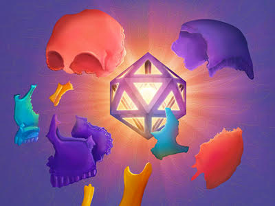 Broken Proportion color illustration skull