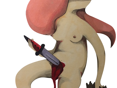 Bloody Mary blood body boobs naked pink sword