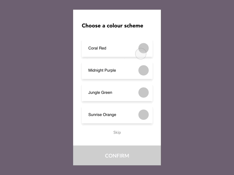 Colour selector color scheme select ui ux