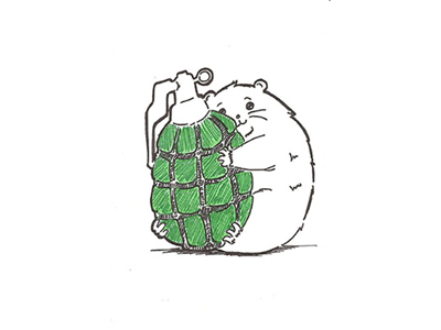 Hamster and Hand Grenade hamster hand grenade illustration sharpie