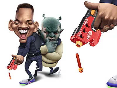 Bright caricature actor art bright caricatura caricature celebrity drawing movie orc portrait scifi