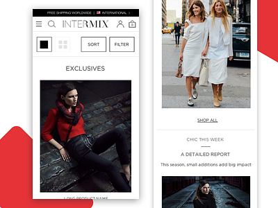 Intermix Mobile award design ecommerce fashion filter retail shop shopping sort