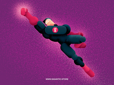 Combination with Gigantic Flat Style and Brushes cartoon character draw flat design gigantic illustration man superhero