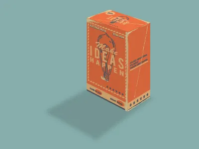 Make Ideas Happen Light Bulb Box adobe illustrator flat art graphic design ideas light bulb perspective vector vintage