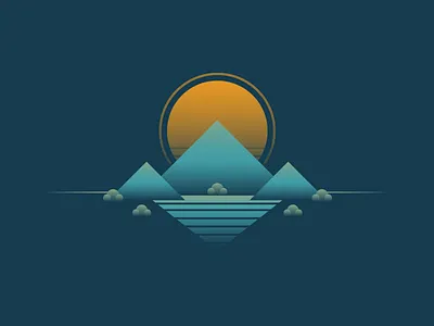 Reno T-Shirt Dark geometric mountain sunset