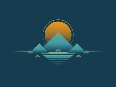 Reno T-Shirt Dark geometric mountain sunset