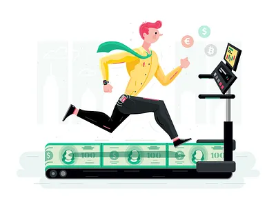 Endless Running business character fireart studio fun graphics illustration money running man sport