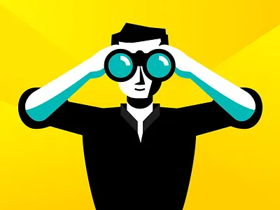 Seeing Opportunity binoculars decision look man search