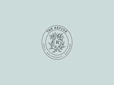 Logo for The Refuge - Concept 2 crest hand type leaf logo monogram