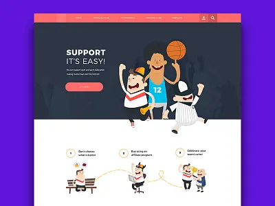 Support Sport character design illustration landing sport vector web webdesign