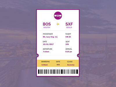 Daily UI Challenge - Day #024 Boarding Pass 024 dailyui ui