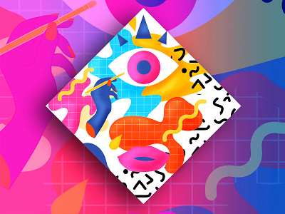 Makeup Art illustration memphis vector