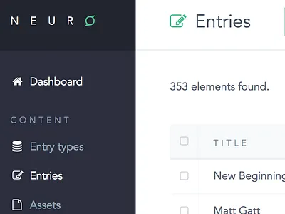 Neuro cms entries icons navy ui
